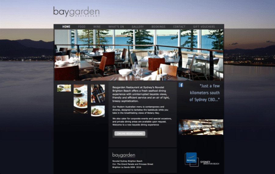 Baygarden Restaurant Website Brighton le sands