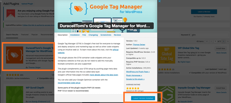 Installing DuracellTomi's Google Tag Manager for WordPress Plugin