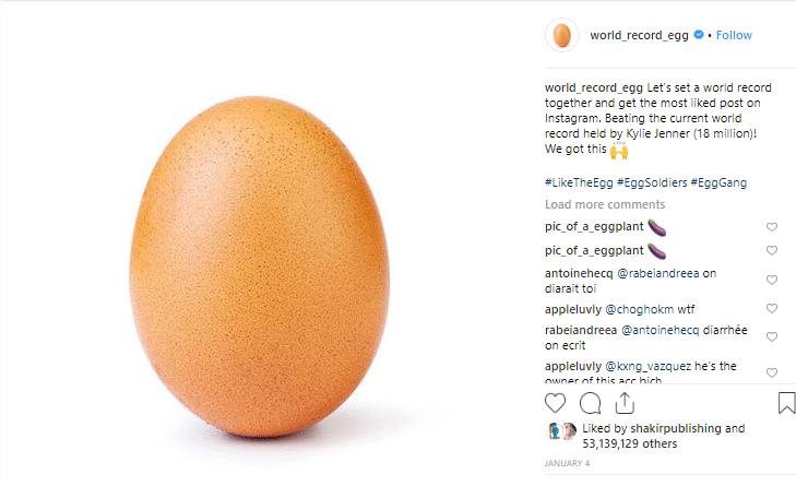 instagram biggest viewed post an egg