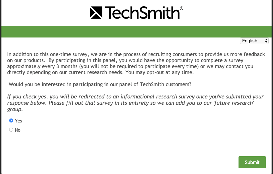 Feedback-techsmith customer Survey