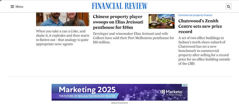 Marketo's  Australian Financial Review Retargeting Ads