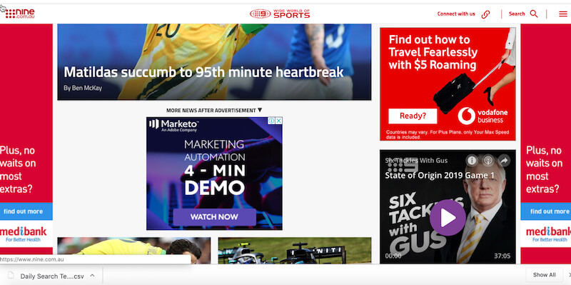 Marketo's Retargeting Ads Showing In Wide World of Sport