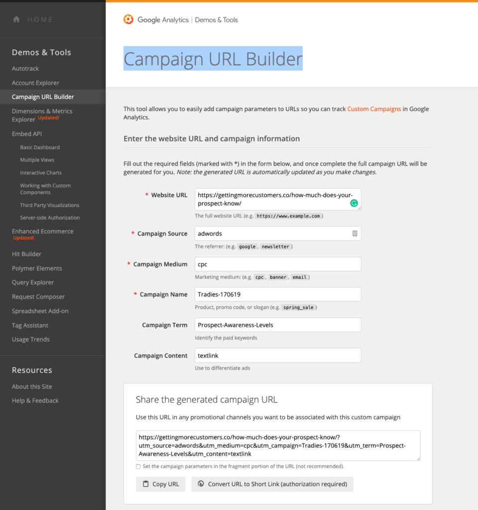 Google makes it easy with the Campaign URL Builder...